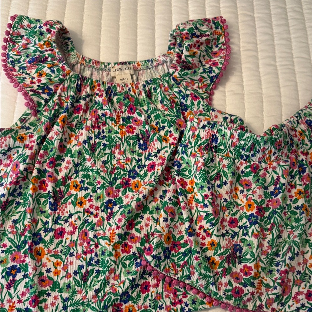 Crewcuts Kids Floral Blouse Set - Pink, Green, Orange
